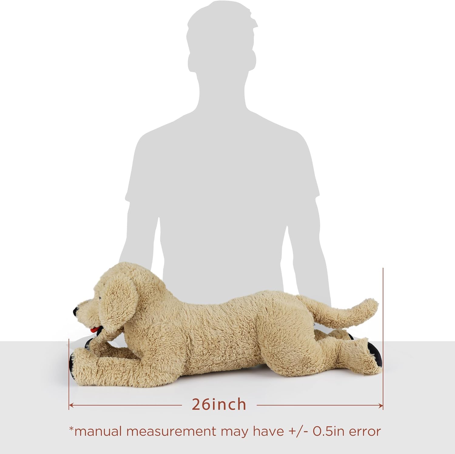 LotFancy Dog Stuffed Animals, 26'' Cuddly Golden Retriever Stuffed Animals, Dog Plush Toy, Large Stuffed Dogs for Birthday, Beige Beige 26 in