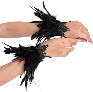 GOKA Gothic Black Rooster Plume Shrug Shoulder Piece Wrap Maleficent Halloween Costume for Women