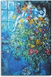 Marc Chagall Famous Art poster Warm Bouquet Decorative Painting Canvas Wall Art Living Rooms Bedroom Painting 12x18inch(30x45cm)