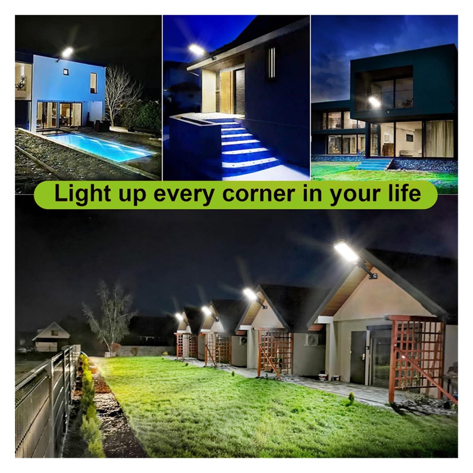 Lampy Solarne Zewnątrz, 400W słoneczna lampa uliczna zewnętrzna 520LED 20000 lumenów Super jasny czujnik ruchu wodoodporny IP66 do garażu ogrodowego lampa słoneczna,Do ogrodu, ulicy, werandy(286COB)