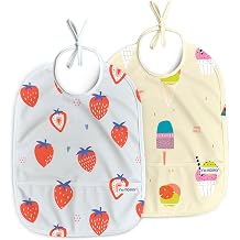 Easy Wipe Clean Sleeveless Baby Bibs 6-12 Months for Baby Led Weaning - Waterproof Feeding Bibs 12-18 Months,Toddler Food Apron, 2-Pack