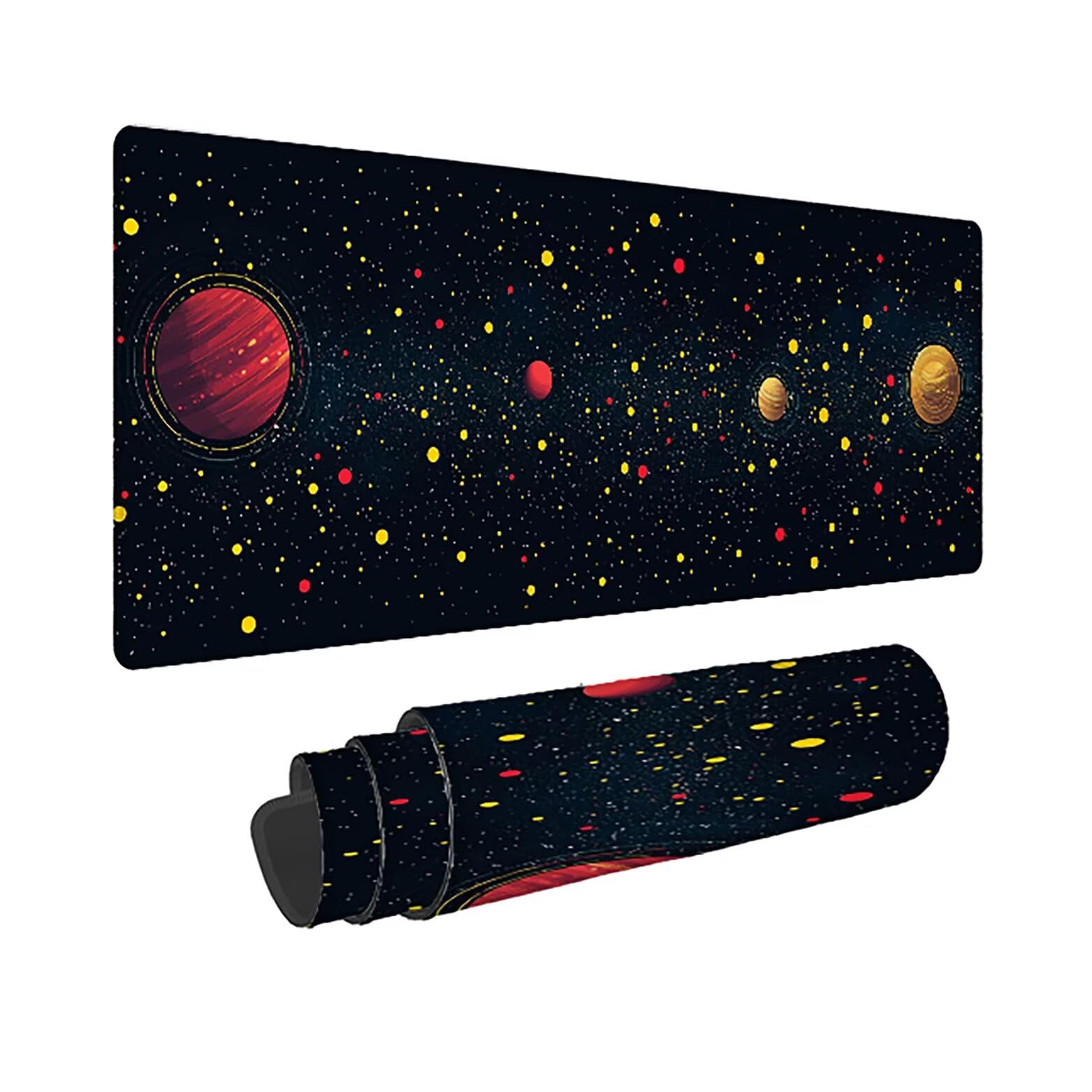 Podkładka pod mysz do gier XXL czarna gwiaździste niebo, podkładka pod mysz XXL - 1400 x 600 x 3 mm - podkładka pod mysz matowa, bardzo duża tkanina na biurko dla graczy, antypoślizgowa podstawa, dla