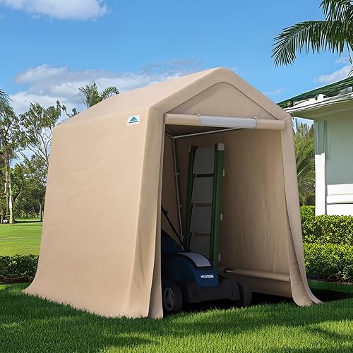 ADVANCE OUTDOOR Refugio Cobertizo de Almacenamiento Portátil para Exteriores de 6x8 pies con 2 Puertas Enrollables con Cremallera y Ventilaciones,