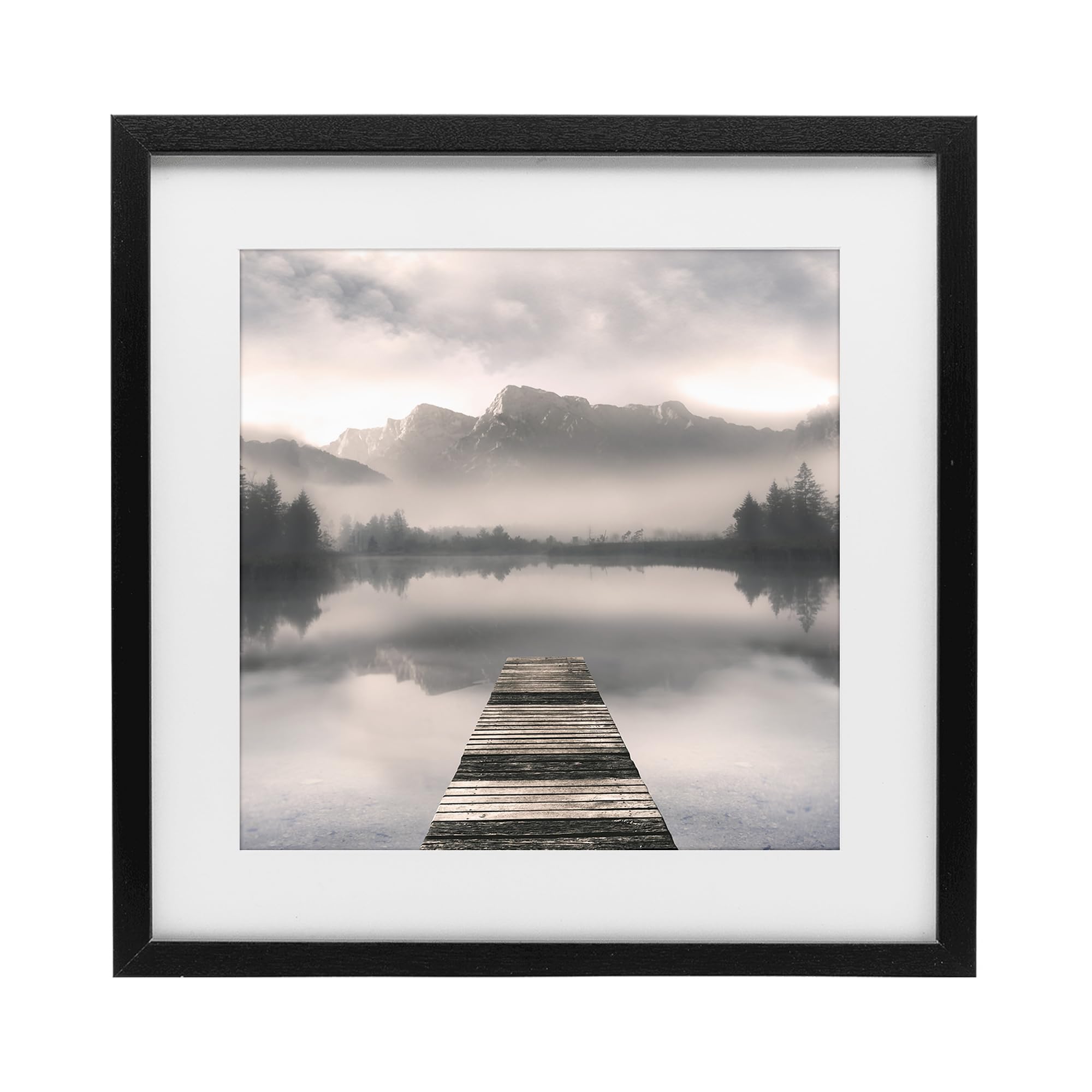 'Calm Reflective Waters & Mountains'| Framed Print Under Glass