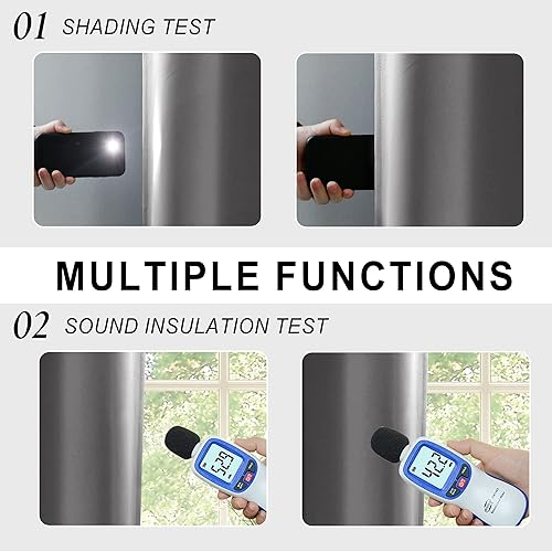 Miniatura 4 de XWZO Paneles completos de cortina opacas con alzapaños, reducción de ruido y bloqueo de luz, cortinas con ojales con forro negro para estudio,