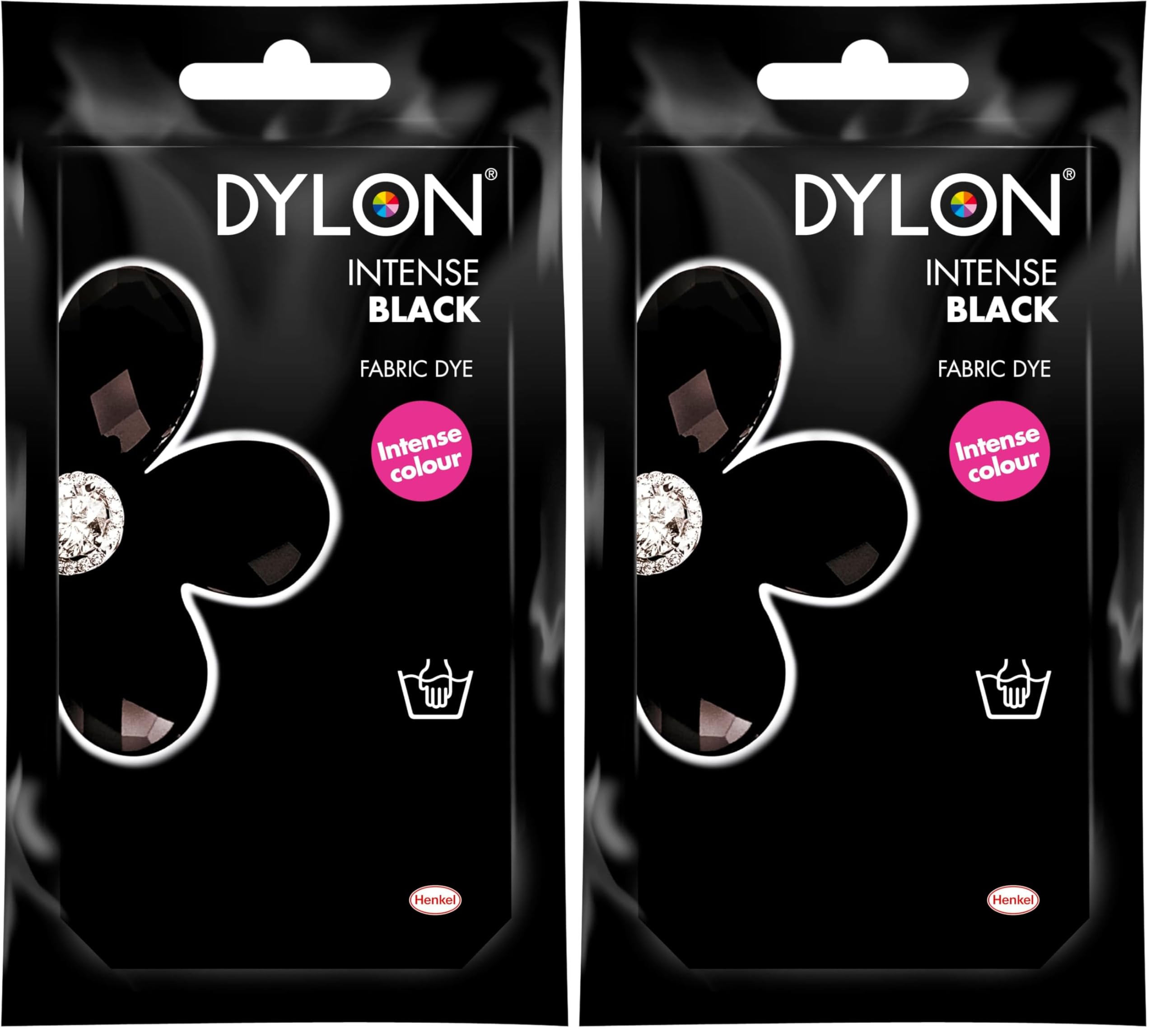 DYLON Hand Dye, Fabric Dye Sachet for Clothes, Soft Furnishings and Projects, 50 g - Intense Black (Pack of 2)