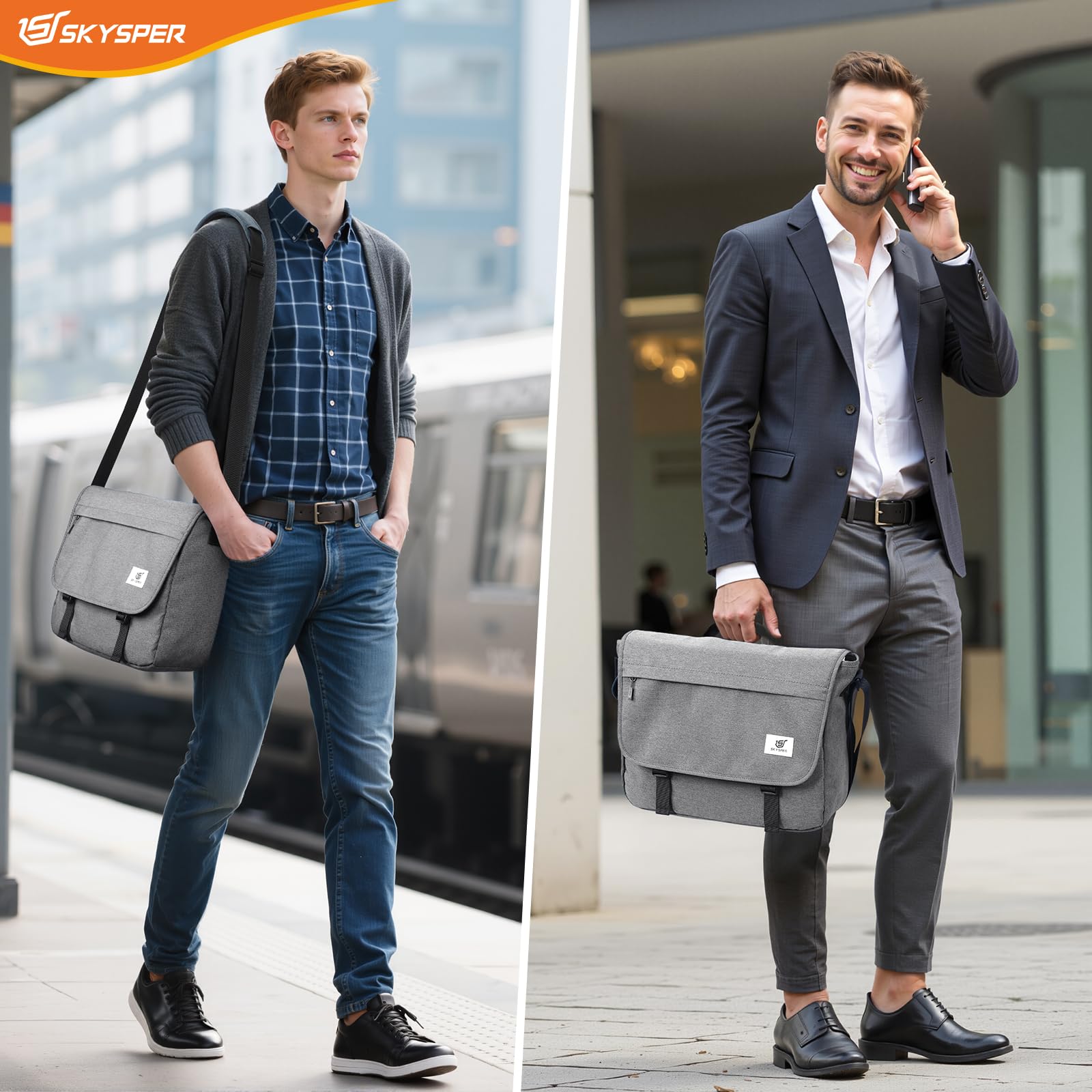 SKYSPER URBANX15 Sac à Bandoulière Sacoches Ordinateur Portable 15.6 Pouces Grande Messenger Anti-Vol Hommes Femmes