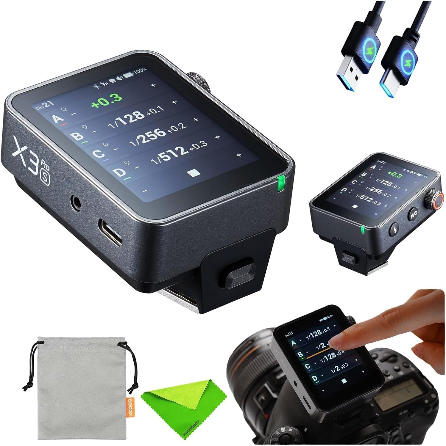 Godox X3 Pro-S X3Pro S TTL Déclencheur Flash sans Fil pour Sony,Contrôle par App Bluetooth & Déclenchement à Distance, 2.4GHz HSS TCM Modes Système X avec Écran Tactile, Version Améliorée du X3-S.