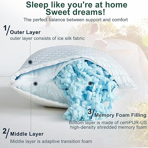 Miniatura 9 de Gehannah Almohada de viaje  Almohada comprimible para acampar de gran tamaño para dormir, almohada de espuma viscoelástica triturada con bolsa de