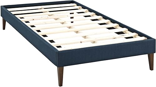 Miniatura 17 de Modway Sharon - Marco de cama de tela individual con patas cónicas cuadradas, color gris Gris,Celeste,Vinilo