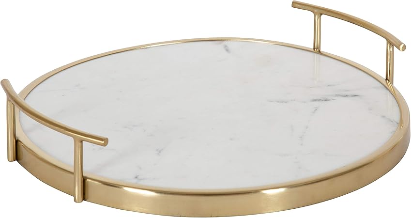 Kate and Laurel Marbury Modern Round Tray for Storage and Display