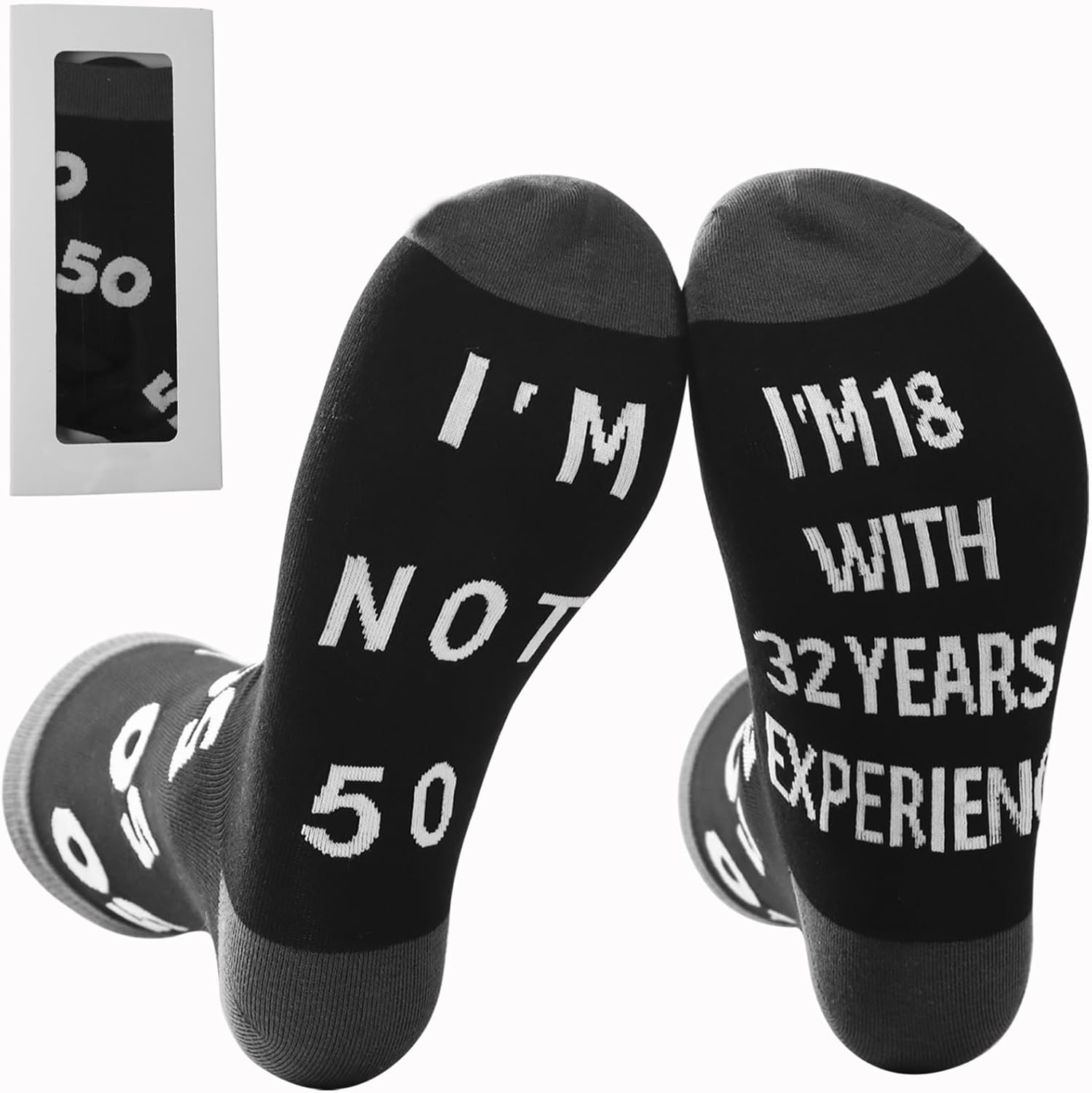 Qlvexkah Stitched Novelty Funny Socks for Dad husband Father, 30th 40th 50th 60th 70th 80th 90th Birthday Gifts for Men