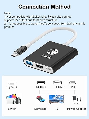 Miniatura 6 de Dnkeaur Switch Dock for Nintendo Switch & OLED, Switch Docking Station for TV, Nintendo Switch Base Accessories, Portable Switch Travel Dock, USB C