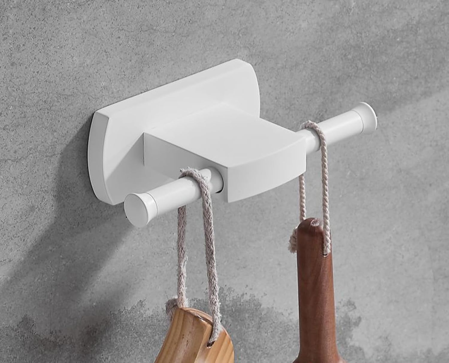 Toilet Towel Rack, Bath Towel Rack, Bathroom Shelf Bathroom Hardware Storage Pendant, White Straight Double bar