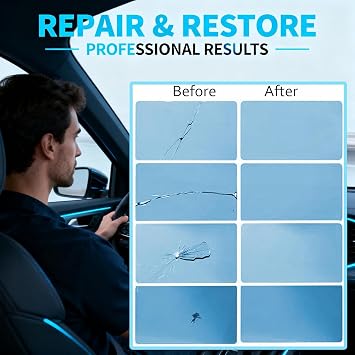 Windshield Repair Kit, Windshield Crack Repair Kit,2 Pcs Car Glass Repair Kit Quick Fix for Chips & Cracks, Windshield Chip Repair Kit, Automotive Nano Repair Kit(Blue)