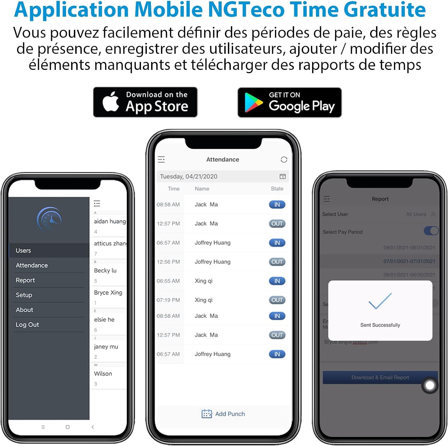 NGTeco WiFi Pointeuse pour Employés Petite Entreprise, W3 WiFi Biométrique Pointeuse à Empreinte Digitale, pointeuse horaire Personnel avec APP pour iOS Android (English)