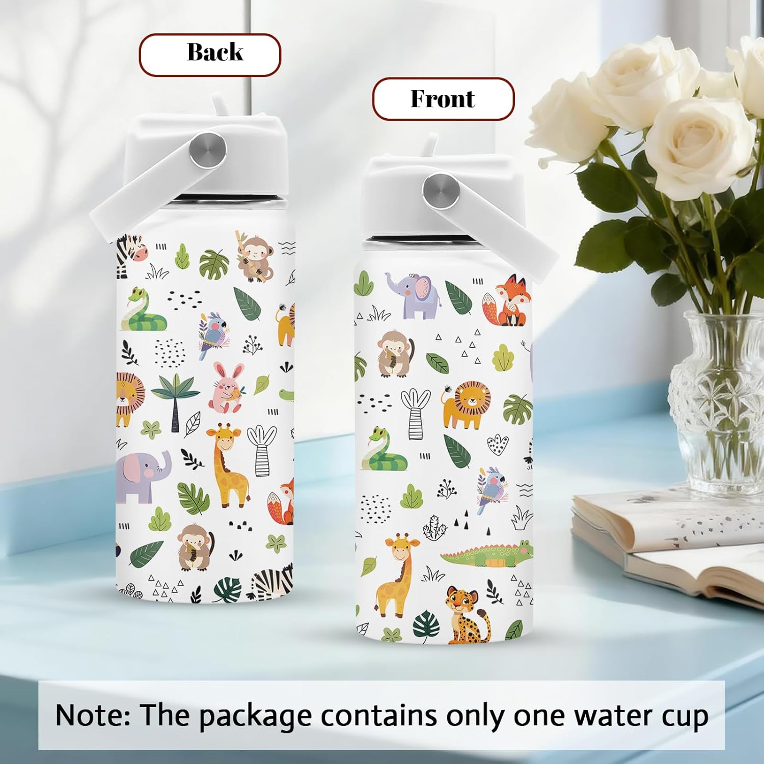 Animal Lovers Gifts,16 oz Water Bottle with Straw Lid, Forest Animals Water Bottle, Stainless Steel Insulated Tumbler, Cute Wildlife Animals Cup Gifts for Birthday Christmas - Image 8