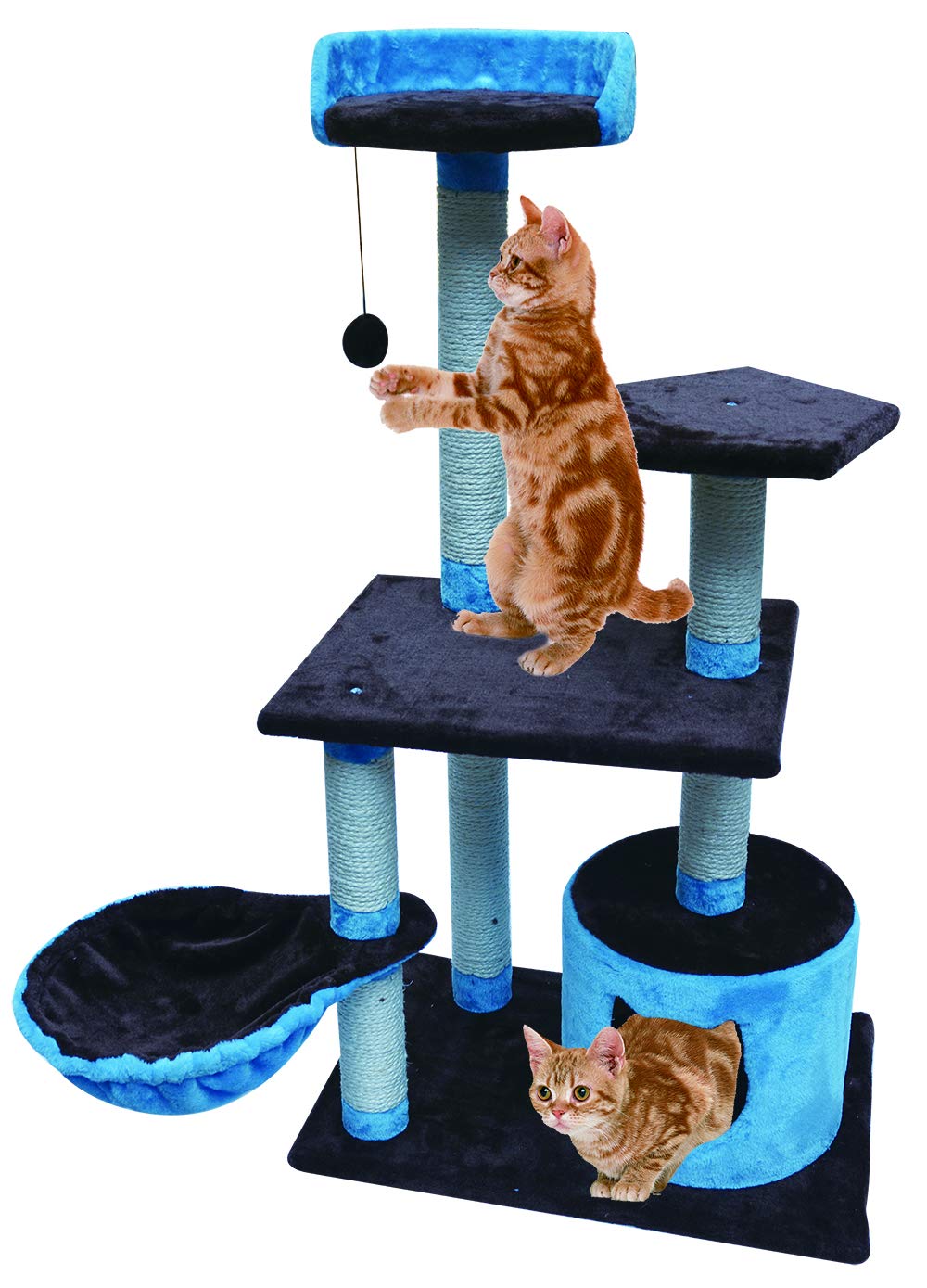 BPS Árbol Rascador Gato Juguete para Gatos con Base Bola Casa y Arco Superior Materiales Rugoso Tamaño 60x40x112 cm BPS-3342