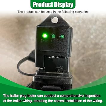 4 Pin Trailer Tester Connector, with LED Indicators (1PC) | 4-Way Straight Trailer Light Tester, Universal Car Wiring Testing Accessories for Brake/Turn/Tail Lights Trouble Shooter
