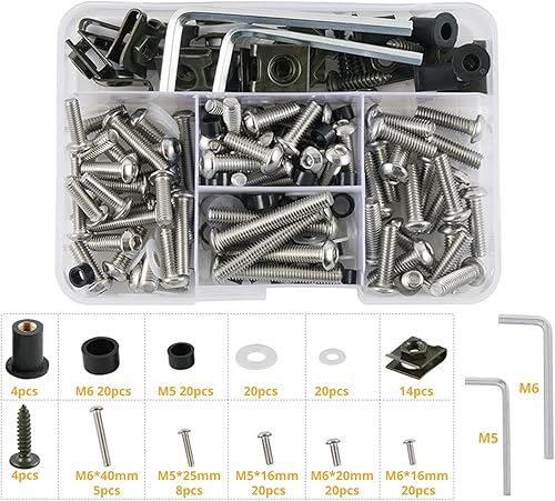 Miniatura 2 de TCHAU Bodywork Kits 177PCS Motorcycle Screws Fairing Bolt Nuts Body Screws for YZF R1 R15 R25 R3 R6 R7 R125 R15 R25 MT03 MT07 MT10 FZR FJ TZ Parts