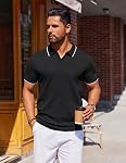 COOFANDY Mens Polo Shirts Short Sleeve Casual Knit Polo Shirt Vintage Golf T Shirts Old Money Tops