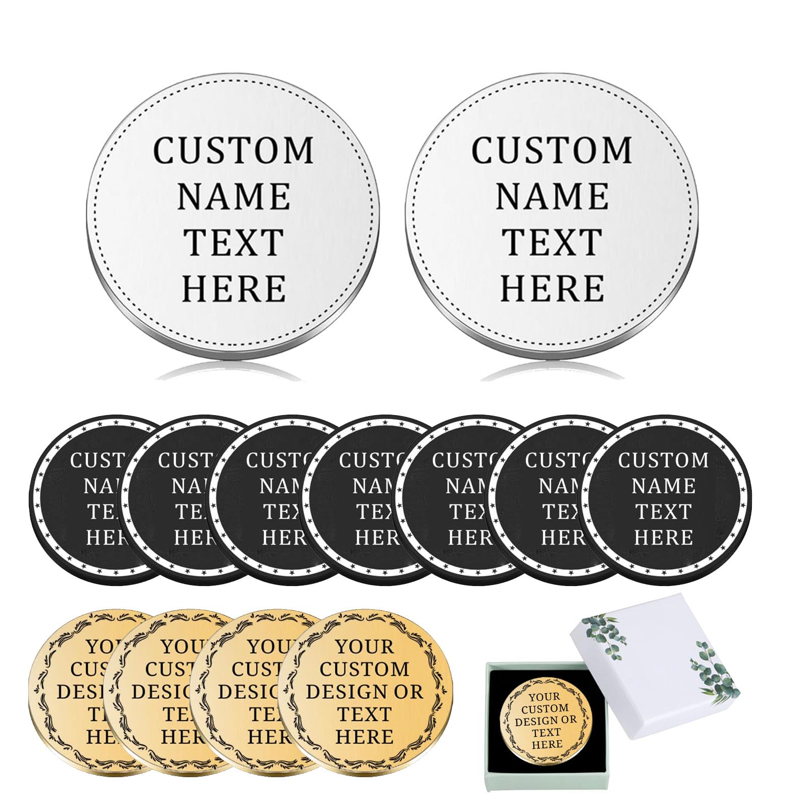 Custom Challenge Coin Gifts for Men Him Personalized Logo/Text Bulk Custom Coins Gifts for Company Club Events Sports Teacher Appreciation Gifts for