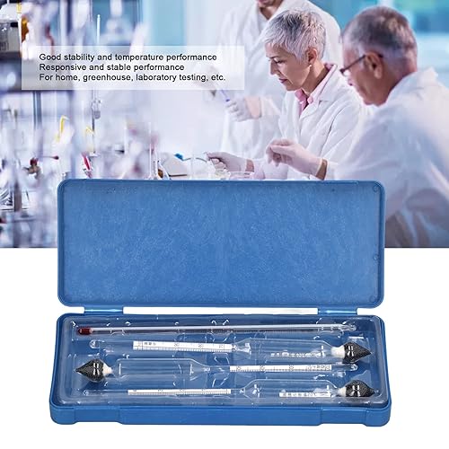 Miniatura 2 de Yoidesu Kit de prueba de medidor de alcohol de hidrómetro, 3 probadores de rango de medición diferente con 1 termómetro cilindro de vidrio, kit de