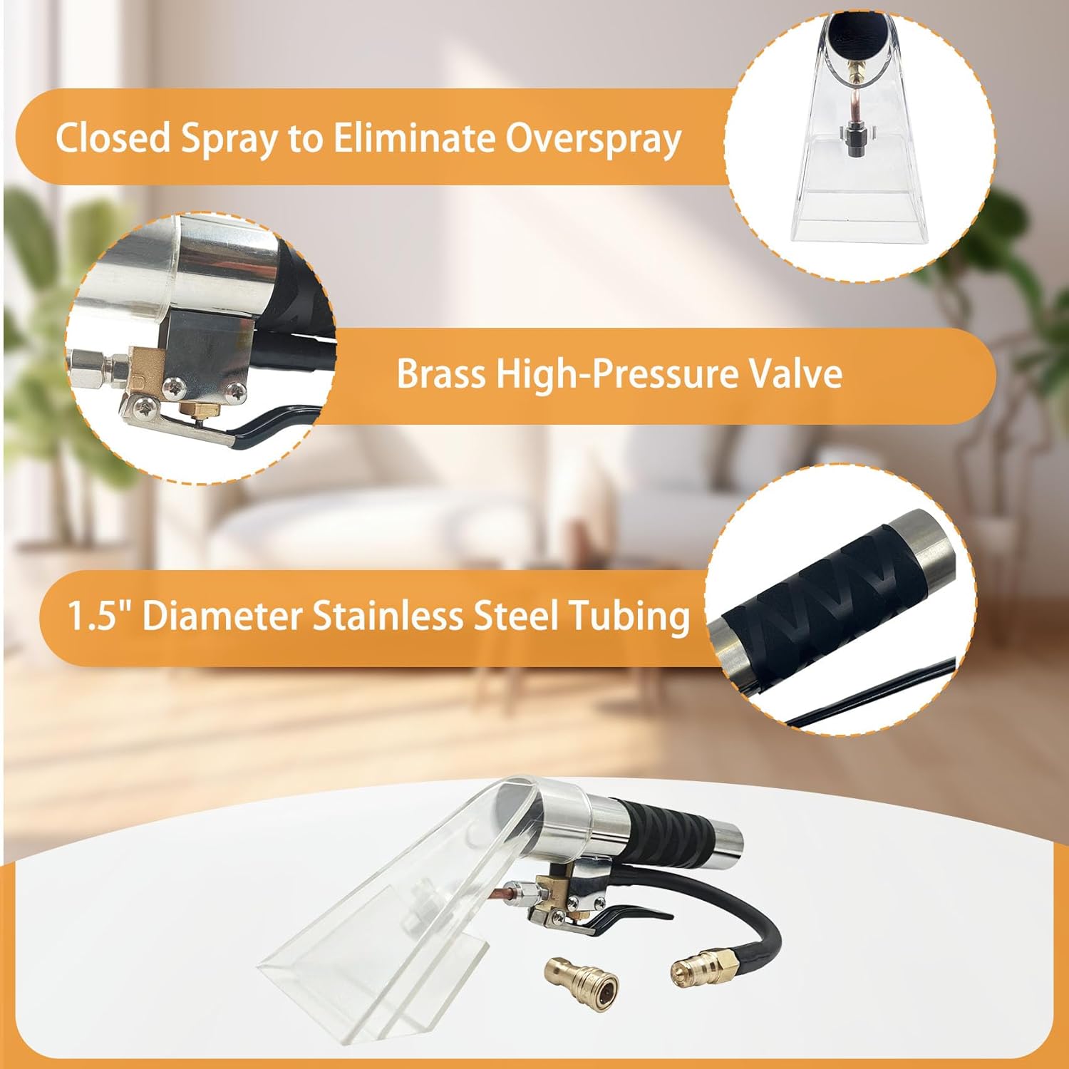 Carpet Extractor Wand with 1/4"Quick Disconnect Coupler Valve for Shop Vac/Mytee & Most upholstery vacuum extractor ,Upholstery Cleaning Tool for Carpet Cleaning/Car Detailing, Extractor Head