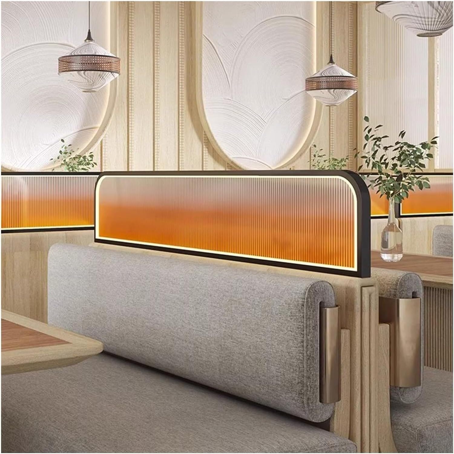 Cloisons de séparation de salle à manger en verre texturé haut de gamme orange
