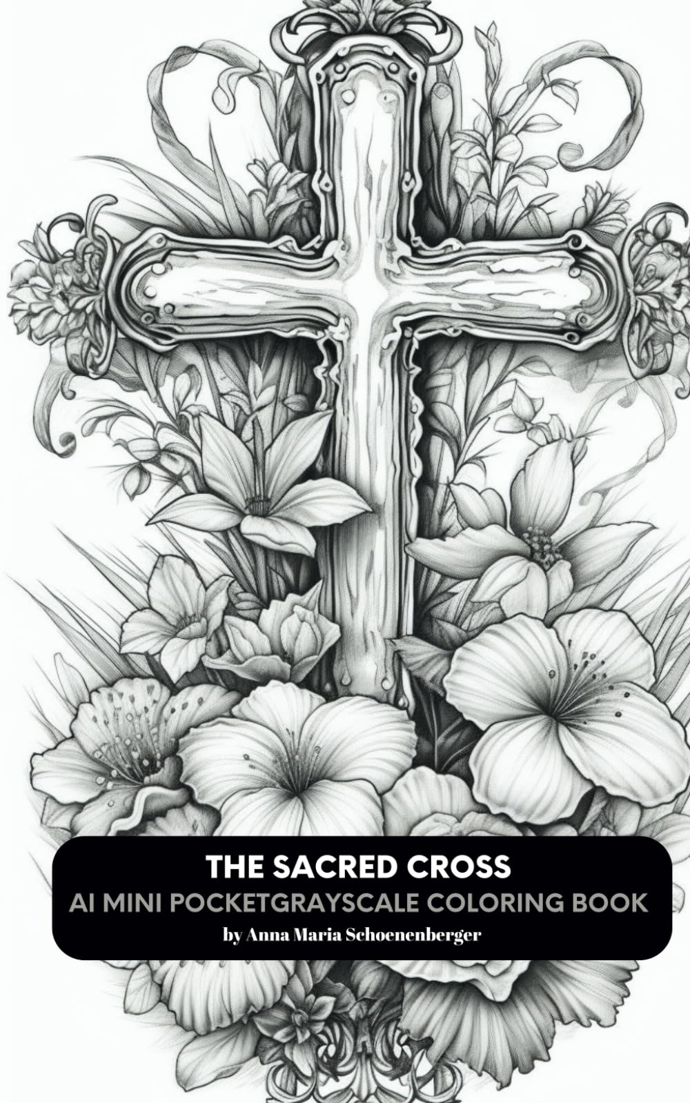 THE SACRED CROSS: AI Mini Pocket Grayscale Coloring Book (Mini Pocket Coloring Books)