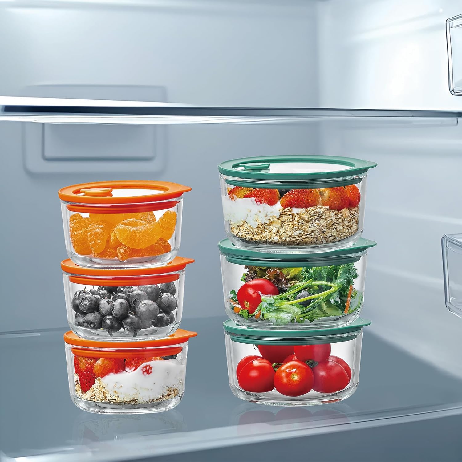 Wissy&Konny 1Cup & 2 Cup Glass Storage Containers with Glass Lids(6Pack),100% Plastic Free,Meal Prep Containers with Silicone Framed Airtight Lid, Leakproof, Dishwasher & Microwave Safe - Image 4