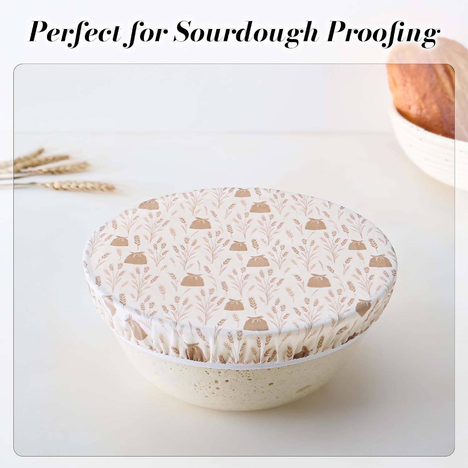 Beeswax Bowl Covers for Bread Proofing, Set of 4 Reusable Organic Cotton Fabric Bowl Cover, 4/6/8/10 Inch | Sourdough Bowl Cover for Banneton & Mixing Bowl | Cloth Bowl Covers for Food Storage