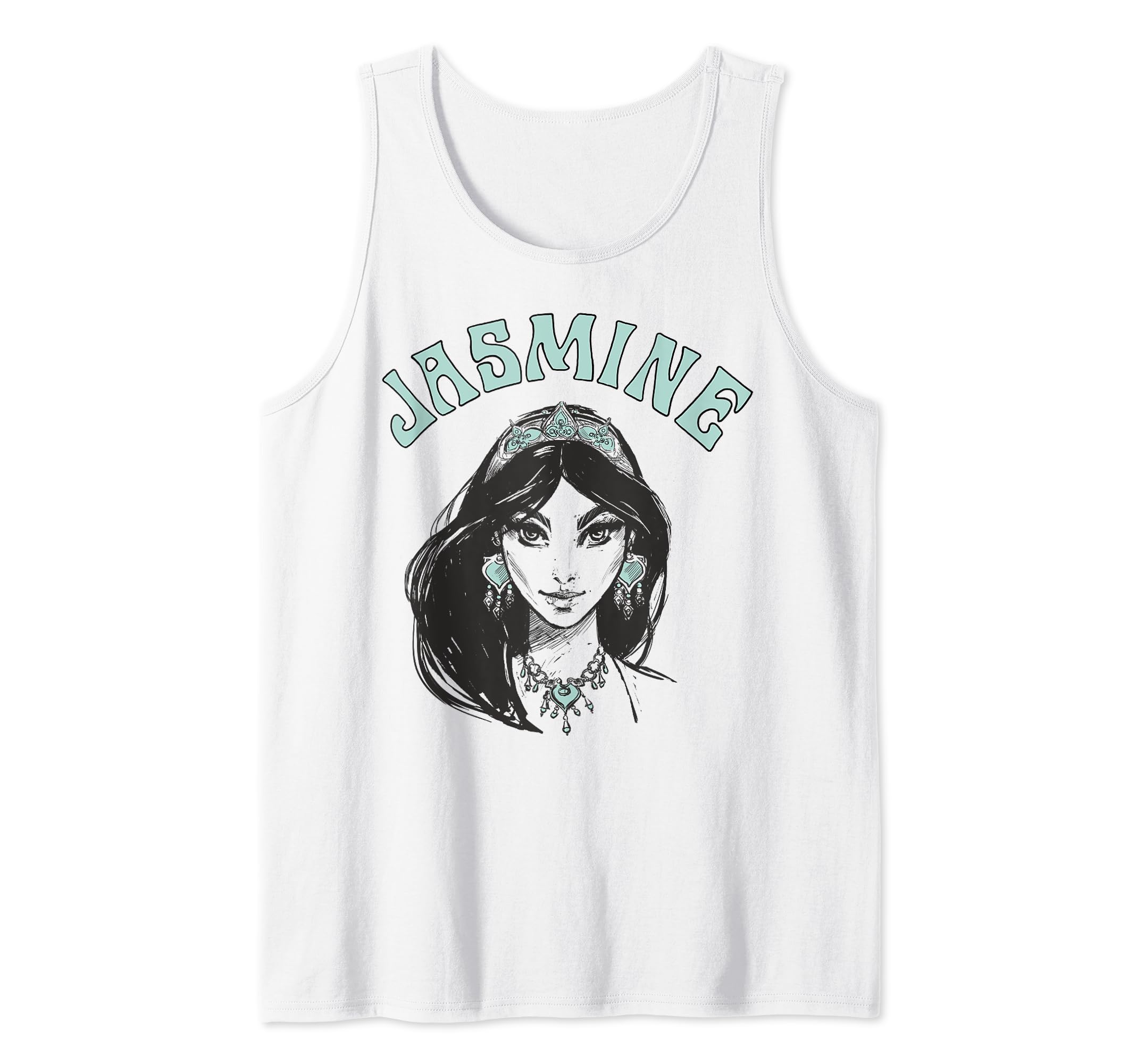 Disney Aladdin Live Action Jasmine Face Portrait Sketch Tank Top, White