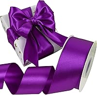 Vista 224 de Cinta de satén rosa polvoriento de doble cara, 3/8 pulgadas x 50 yardas, cintas de poliéster rosa polvoriento para envolver regalos, cinta de tela