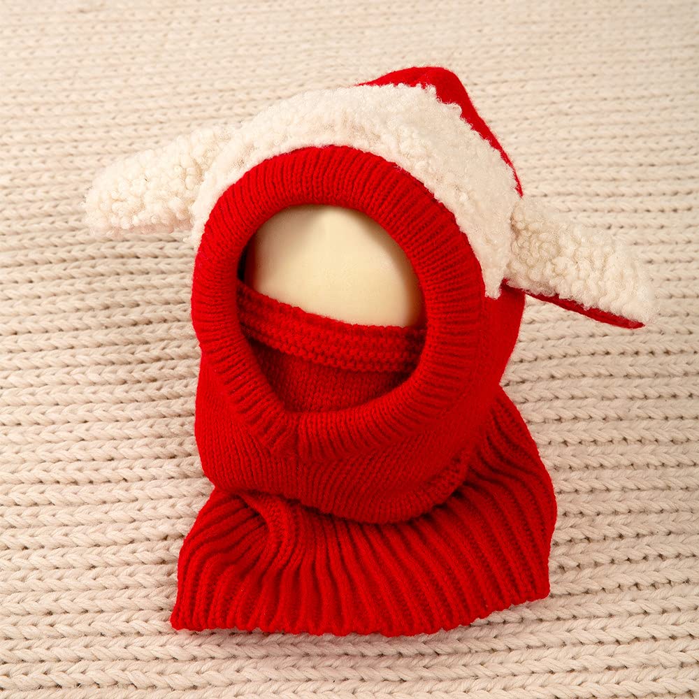 Pañuelo de invierno para niñas y niños, con capucha y orejeras, Rojo, 1-3 años