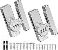 Vista 13 de Cerradura de puerta de granero con combinación, cerradura de puerta deslizante de armario de 90/180 grados, pestillo de puerta de contraseña sin