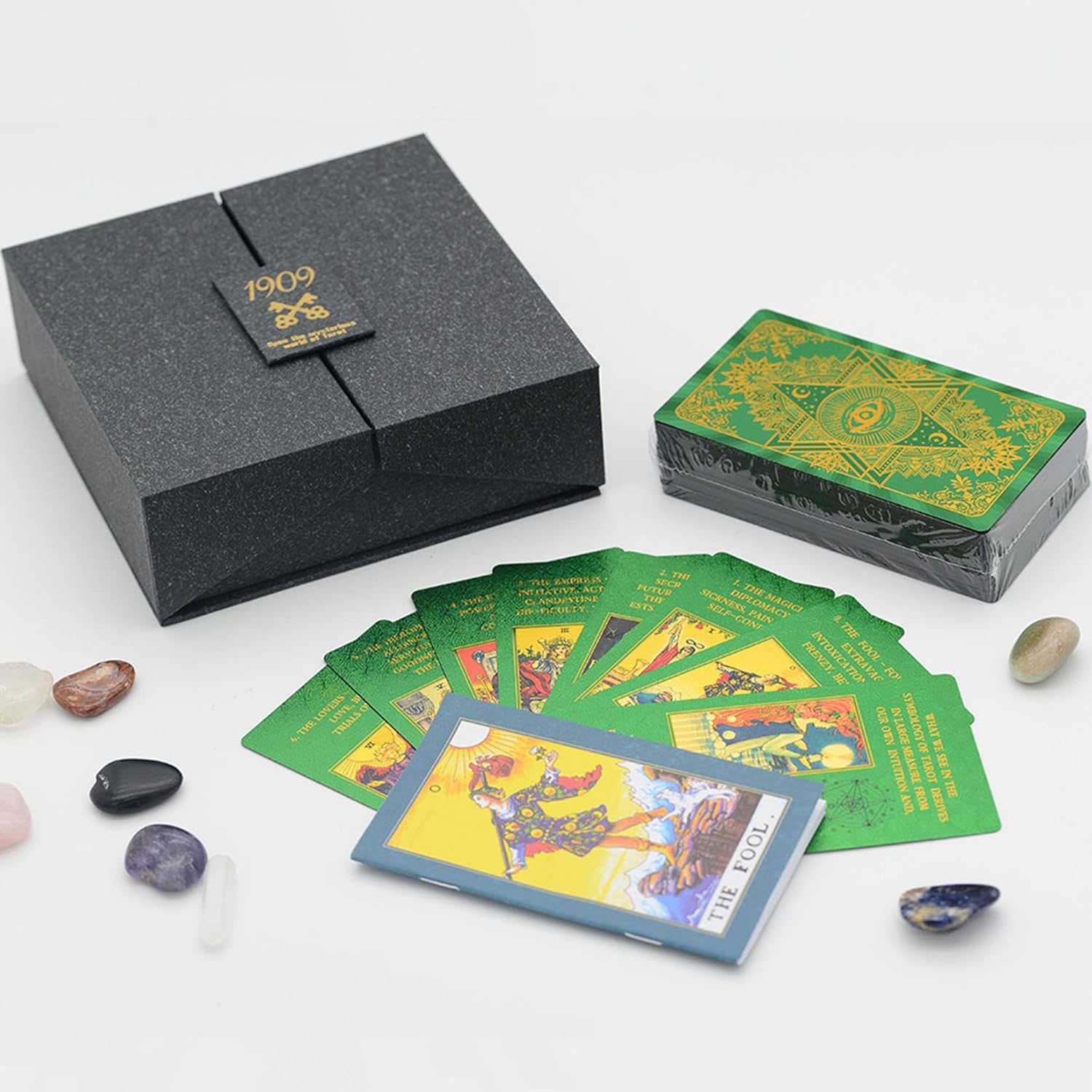 Tarot Cards Deck, Water Proof with Guidebook Divination Discoloration Cards, Fortune Telling Game Set for Family Reunion Beginners Expert Readers for Christmas Birthday, B
