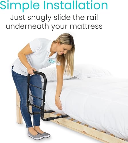 Miniatura 6 de Vive Barandilla de asistencia de cama para adultos mayores  Bastón de cama ajustable en altura con pasamanos para dormitorio  Barandilla de mano