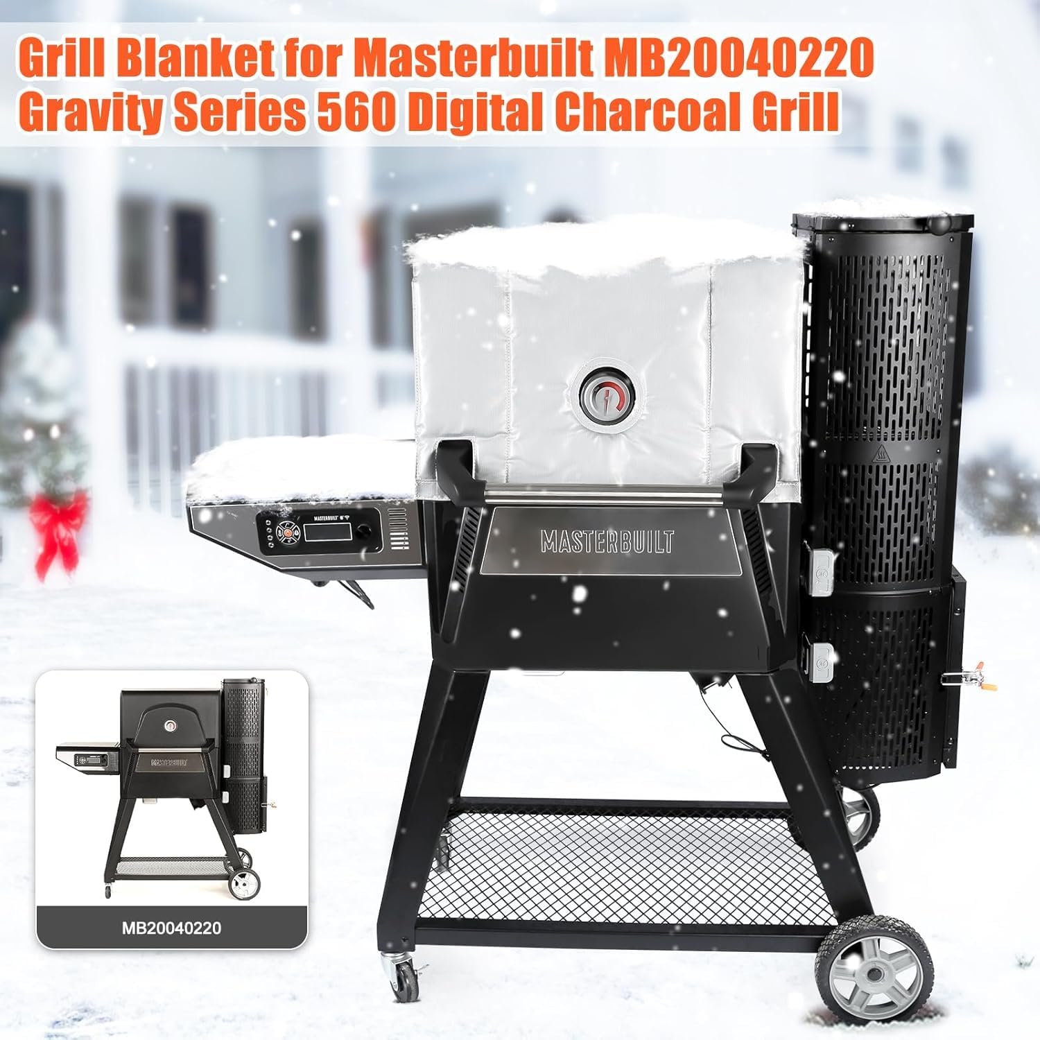 Grill Insulated Blanket for Masterbuilt 560 600 Digital Charcoal Grill and Smoker Combo, MB20080220 MB20041023 Gravity Series Grill - Smoker Insulation Blanket Saves Lots of pellets for Winter Cooking