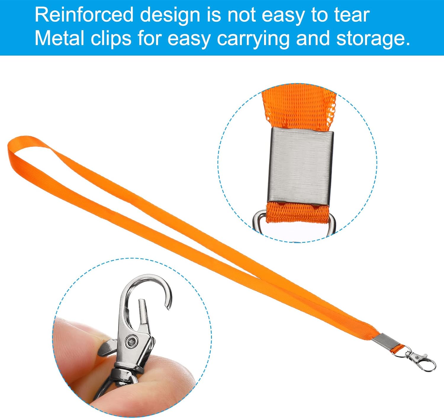PATIKIL 17" Neck Lanyards, 5 Pack 0.6" Width Flat Strap Lanyard with Swivel Hook Clip for Name Tag Badges Holder ID Card Keys, Orange
