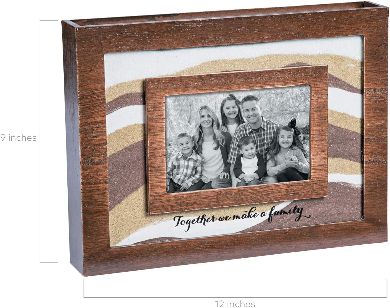 Fun Express Blended Family Sand Ceremony Picture Frame Kit for Wedding - Wood and Glass - Holds 6 x 4 Photo - Unity Wedding Supplies