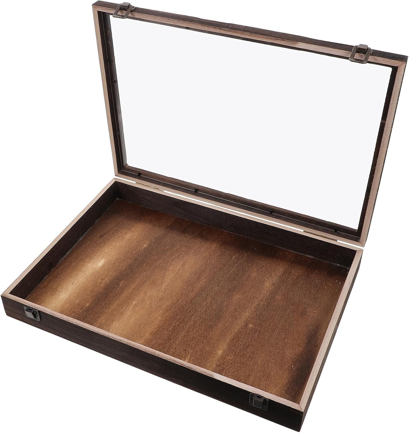 Wood Specimen Display Box 45x32x6cm Carbonized Paulownia Wood Butterfly Specimen Case with Glass Cover for Insect and Plant Collection Shadow Box