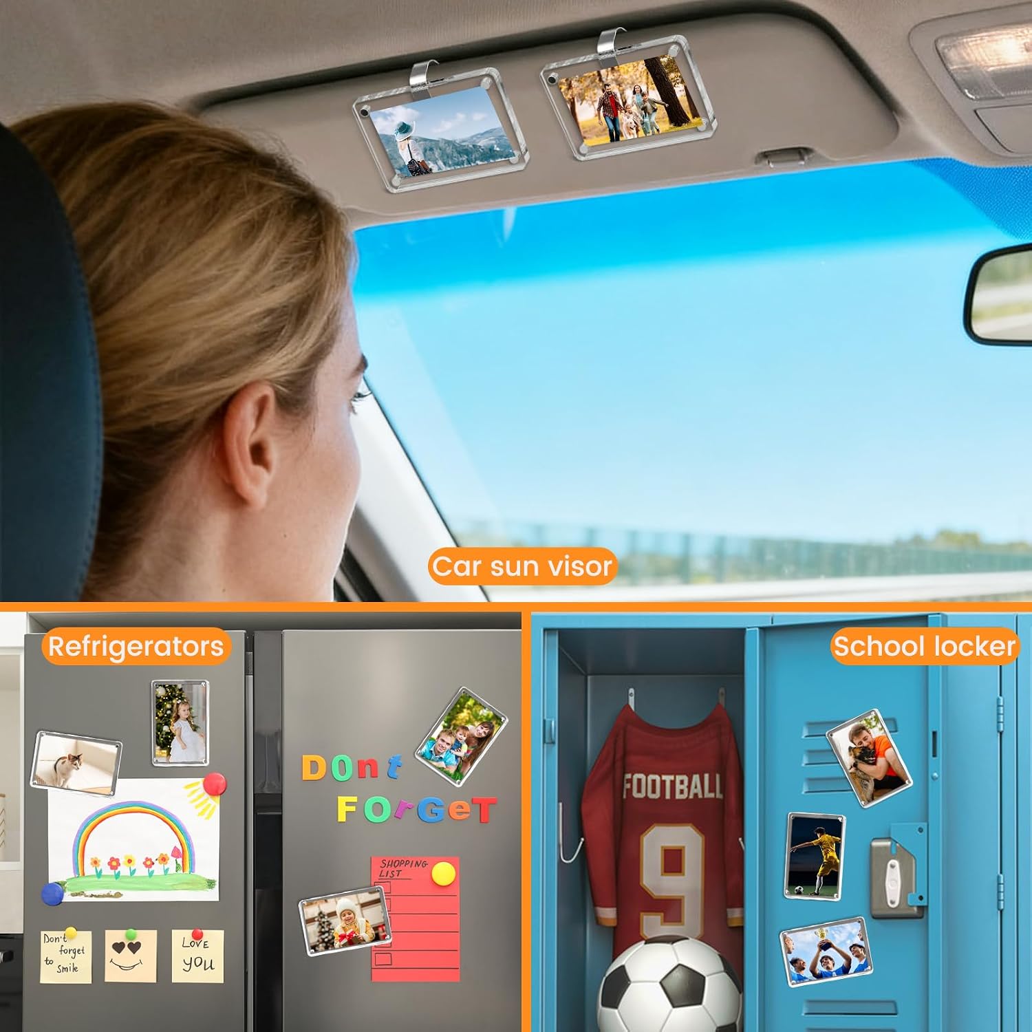 6 Pack Car Picture Holder and Visor Photo Clip, Car Sun Visor Photo Clip Car Photo Holder, Horizontal & Vertical Photo Car Sun Visor Picture Frame, Auto Accessories, Family, Couple, Pet Photos