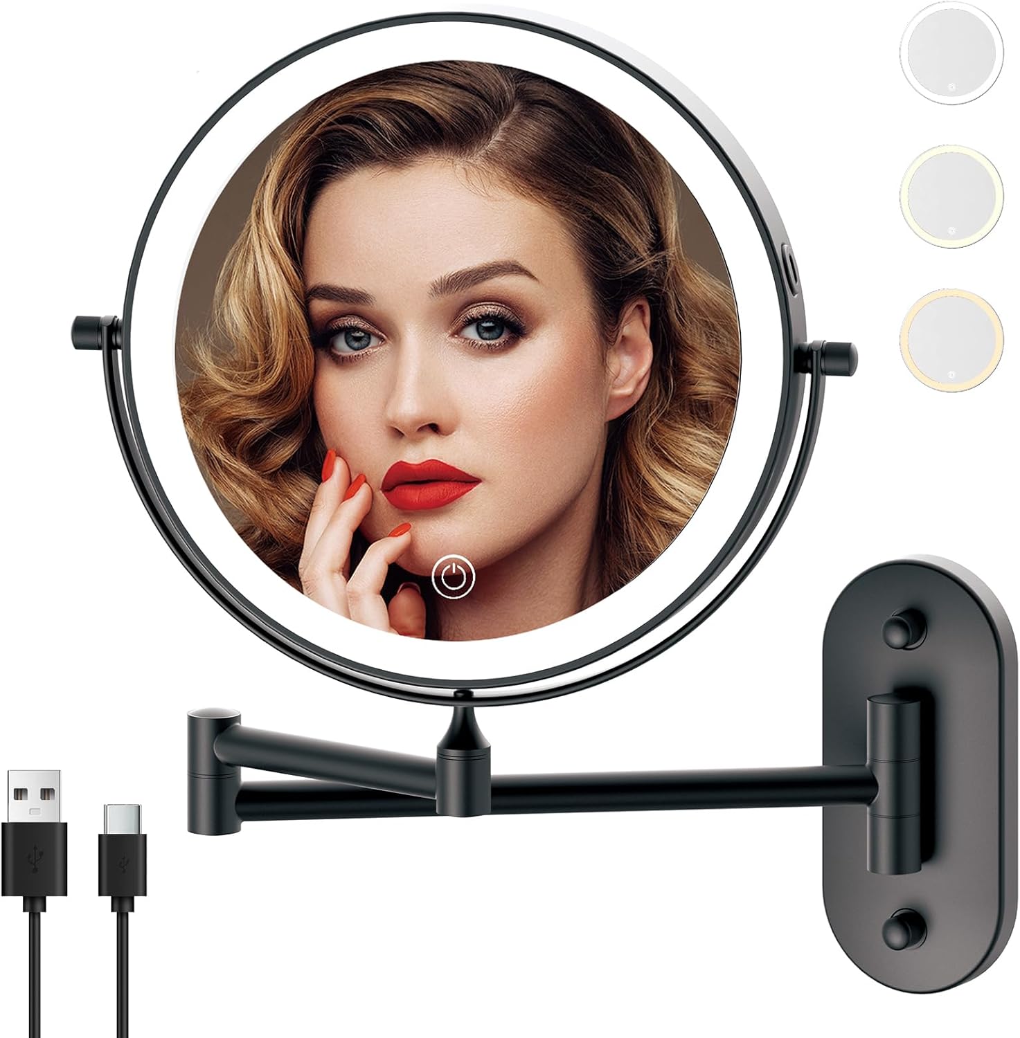 MIROAMZ Rechargeable Wall Mounted Lighted Makeup Vanity