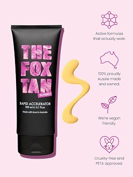 The Fox Tan Rapid Accelerator, Accelerator Lotion For Sunbed Tanning, Creates Darker, Faster & Long-Lasting Tans, Vegan & Cruelty-Free, 180mL