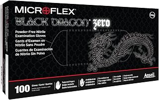 Microflex Black Dragon Zero BD-100N 5mil Disposable Nitrile Gloves w/ Textured Fingertips for Automotive Aftermarket
