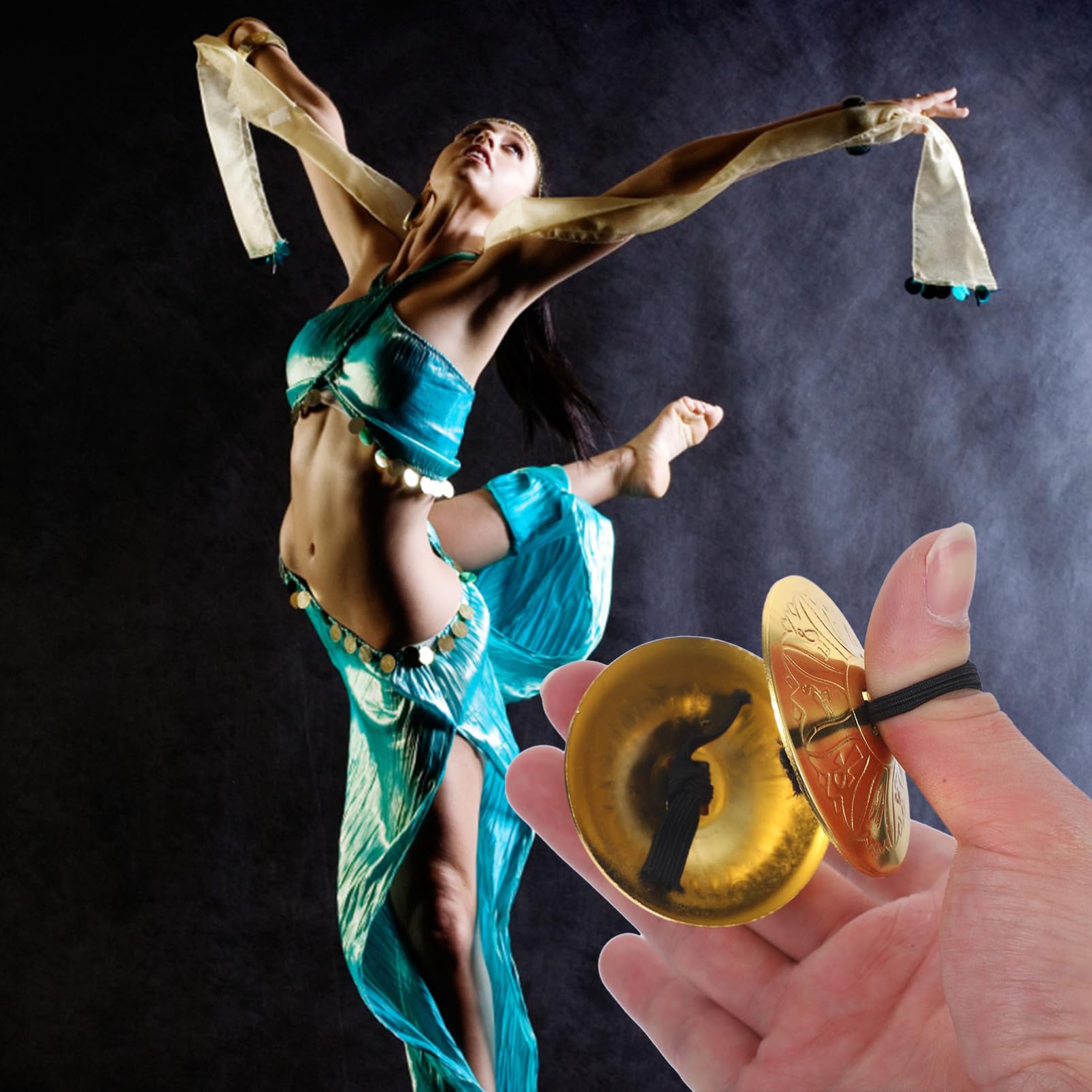 BESPORTBLE 2 paia Cimbali da Danza per Strumenti Musicali per Percussione Cimbali Piccoli Creativi per Sviluppare Ritmo e per Danza Ventre e Giochi Musicali