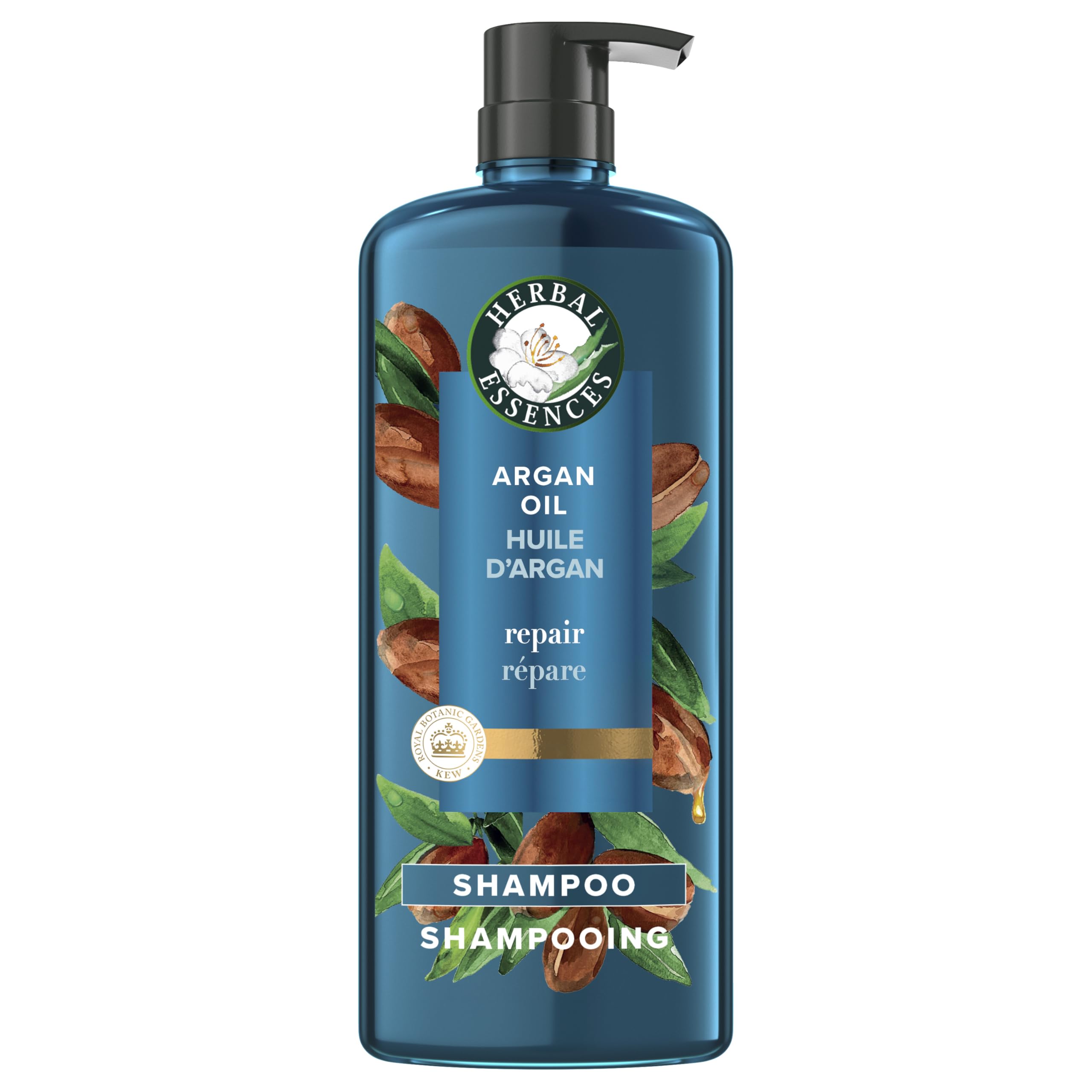 Herbal Essences Argan Oil Paraben Free Shampoo, Hair Repair, 20.2 fl oz, with Certified Camellia Oil and Aloe Vera, For All Hair Types, Especially Damaged Hair