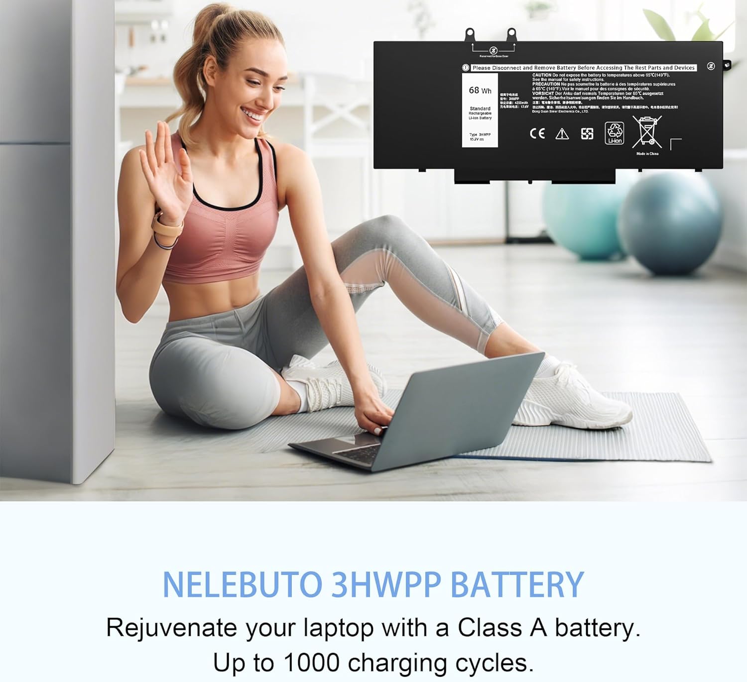 New 3HWPP 15.2V 68Wh 4-Cell Laptop Battery Compatible with Dell Latitude 5501 5401 5510 5410 5411 5511 Precision 3551 3541 Inspiron 17 7500,7706 2-in-1,7506 2-in-1 Black N2NLL 10X1J 1VY7F 451-BCMN