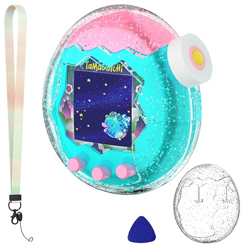Case for Tamagotchi Paradise，Transparent Hard PC Protective Cover Compatible with Tamagotchi Paradise,Scratch-Proof & Shockproof,with Lanyard (Glitter Powder) - Glitter Powder